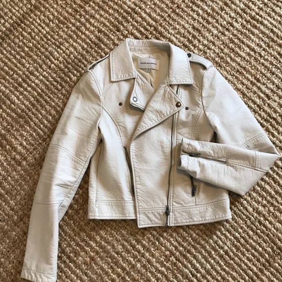 Faux leather Moto jacket - BONE color - Picture 5 of 6